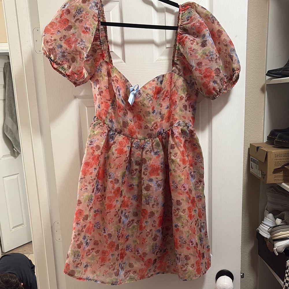 SUGAR THRILLZ puff sleeve floral dress